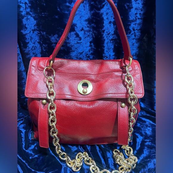 YSL Yves Saint Laurent tote or Shoulder Bag Red Leather Trim with COA - Picture 1 of 7